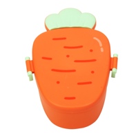 Boîte à bento en forme de carotte de dessin animé, double verrouillage et étanchéité, en plastique, pour la conservation des aliments frais – Vente chaude
