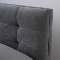 Cadre de lit moderne réglable capitonné confortable et rembourré avec revêtement en tissu, support en bois massif, taille personnalisée
