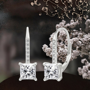 Pendientes Colgantes de Moissanita Corte Princesa, Chapados en Oro de 14K, Plata de Ley 925, 1.2ct 2ct VVS, con Cierre de Palanca Francés, para Mujer - Product Image 3