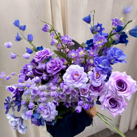 LO-1306 Vente en gros de fleurs artificielles en soie, collection florale de roses, hortensias et pivoines violet clair pour toile de fond de mariage