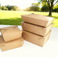 Boîtes à lunch jetables en papier kraft avec poignée à fermeture magnétique pour poulet frit, sushis, contenants alimentaires écologiques et recyclables