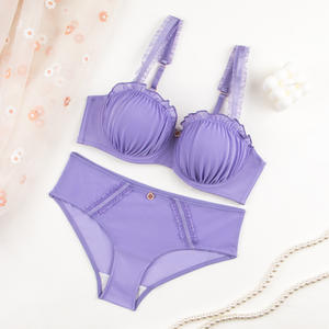 Conjunto de Lencería Sexy de Dos Piezas para Mujer, <span class=keywords><strong>con</strong></span> Tirantes Ajustables de Encaje, Sujetador y Tanga Suave de Secado Rápido - Product Image 3