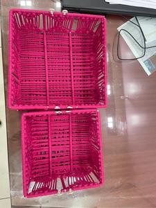Pink Woven Storage <b>Basket</b> Set Handmade Rope Organizer Bin with Lid for Home Desktop Shelf - Product Image 3