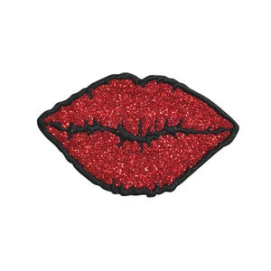 Vente en gros de vêtements de Saint Valentin brodés à grandes paillettes thermocollantes brodées pour les lèvres, patchs thermocollants pour vêtements, vestes - Product Image 3