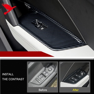 ¡LHD! Cubierta de Panel de Control de ventana para coche <span class=keywords><strong>Audi</strong></span>, accesorios de Interior de automóvil, embellecedor de fibra de carbono ABS, negro, para <span class=keywords><strong>A3</strong></span> 8Y 2021 2022, 4 Uds. - Product Image 2
