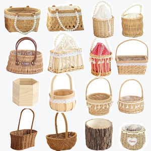 Lễ hội Nữ Thần ngày 8 tháng 3 giỏ hoa nhỏ phù dâu đi kèm lễ guizi Túi liễu mây đan bằng tay - Product Image 1