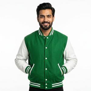 Veste universitaire de baseball rouge et noire la plus vendue, unisexe, avec manches en cuir personnalisées, en tissu de laine, à capuche et patchwork sur le devant - Product Image 1