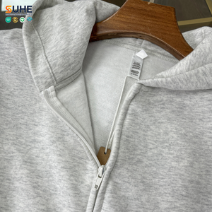 Sweat-shirt pour femme SUHE OEM ODM anti-rétrécissement avec logo frontal, coupe courte, fermeture éclair intégrale, poche kangourou et ourlet côtelé - Product Image 6