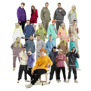 Groothandel cool patches hoodies-Hoge Kwaliteit Unisex 330gsm Katoen Trui Hoodie Oversized Zwaargewicht Sweatshirt Casual Plain Trui Hoodies