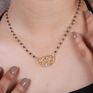 Thiết kế đẹp 925 Sterling bạc mạ vàng sen Vòng cổ Tràng Hạt Vòng Cổ Đá Quý Cubic Zirconia và Hematit - Product Image 3