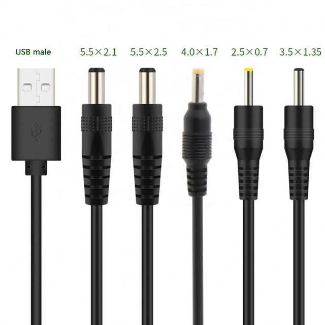 USB to DC Power Charging Cable Cord DC/5.5x2.1 5.5x2.5 3.5x1.35 4.0x1.7 2.5x0.7