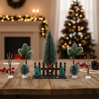Ensemble de 8 maisons de village de Noël de haute qualité avec clôture, décorations de village miniature, mini sapin de Noël