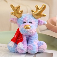 Jouet en peluche renne de Noël mignon avec nez rouge et écharpe, rembourrage en coton PP brodé, doublure en maille - Anti-stress, décoration d'intérieur, cadeau
