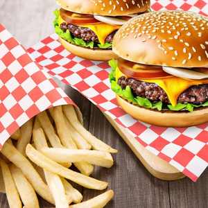 Papel de Revestimiento Americano a Cuadros Rojos, Absorbente de Aceite, Antiadherente, para Papas Fritas, Alitas de Pollo, Pizza, Hamburguesas, Pollo - Product Image 2