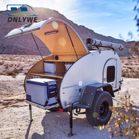 ONLYWE Mini caravane personnalisée 2,9 m, caravane en forme de larme, caravane tout-terrain, voiture de camping pour remorquage par SUV