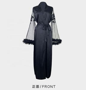 Robe de <span class=keywords><strong>nuit</strong></span> sexy en résille 2026, pyjama uni populaire, peignoir à plumes simulées - Product Image 6