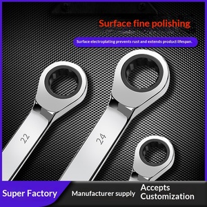 Jeu de clés à cliquet combinées métriques en acier au chrome-vanadium, personnalisables OEM, double extrémité, en acier au carbone, pour réparation automobile - Product Image 5