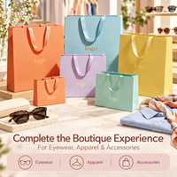 Sacs en papier d'art imprimés en couleur, prêts à la vente, pour les chaînes de magasins d'optique et de vêtements, avec personnalisation de marque et approvisionnement en gros