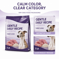 Sachet à bec verseur personnalisé pour aliments pour chiens, thermoscellable, en plastique violet de qualité alimentaire pour aliments secs (dinde, riz, croquettes)