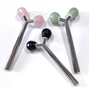 Rodillo Facial de Cuarzo Rosa, Obsidiana Negra y Aventurina Verde para el Cuidado de la Piel - Product Image 3