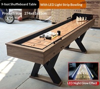 Table de shuffleboard LED de 9 pieds avec plateau haute densité, jeu combiné 2-en-1 shuffleboard et bowling pour parcs d'attractions