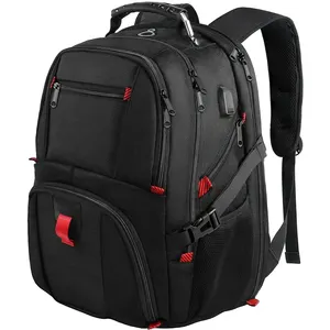 Mochila de viagem para internacionais, mochila de viagem para laptop de 17 polegadas com porta usb e alça de bagagem para mulheres e homens