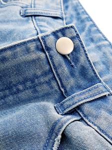 Jean en denim taille haute à jambe large pour femme, coupe ample, longueur intégrale, en coton délavé, style décontracté printemps - Product Image 3