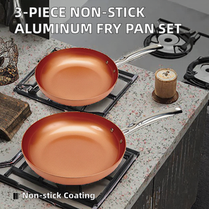 Juego de utensilios de cocina de inducción de aluminio de 8'', 10'' y 12'', sartén ecológica para cocinar en casa, sartén de cobre con base de acero inoxidable, apta para horno - Product Image 3