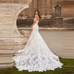 Ashley Carol sirena <span class=keywords><strong>vestidos</strong></span> de novia para mujer fuera del hombro espalda descubierta rebordear apliques vestido de novia Royal Train <span class=keywords><strong>Vestidos</strong></span> De Novia - Product Image 2