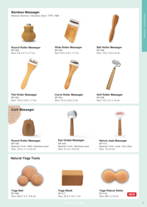Rouleau en bambou naturel en acier inoxydable masseur de soins du corps et du visage pour produits de massage - Product Image 4