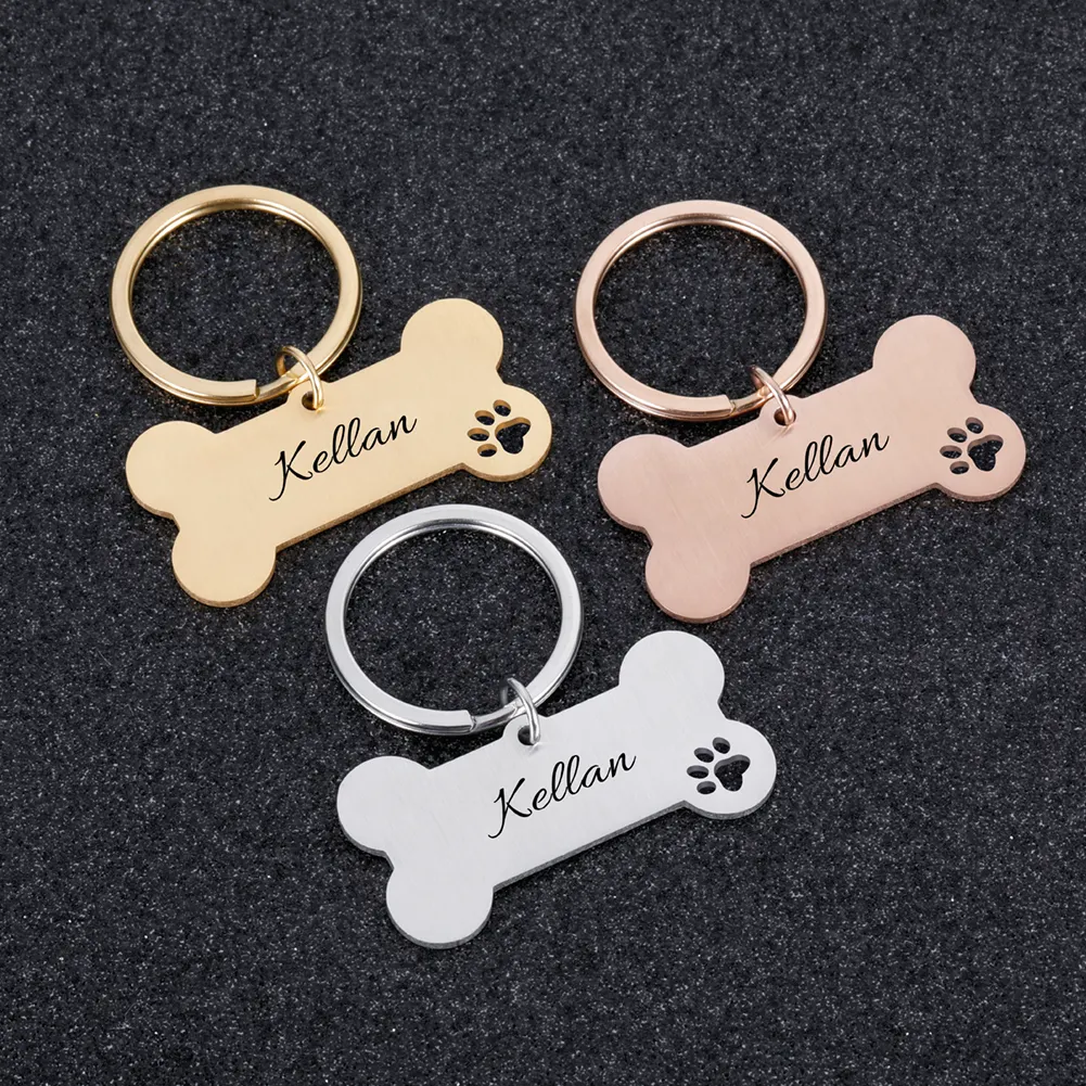 Targhette per cani personalizzate personalizzate in acciaio inossidabile per incisione di collari con targhetta per cani Anti-smarrimento