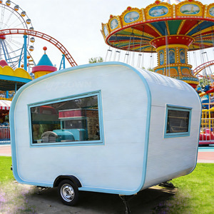 Vintage Style <b>Light</b> Blue Mobile Food Trailer with Large <b>Window</b> and Compact Design for Outdoor Use - Product Image 1