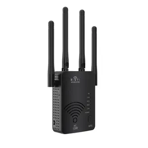 2km de longo alcance wifi repetidor wifi repetidor wifi range extender 4x3dBi Omni Antenas Direcionais 1200mbps repetidor sem fio