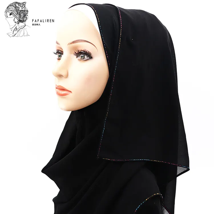 Hijab New Wholesale Good Quality New Arrivals Special Black Chiffon Islamic Hijab Pins Hijab Muslim For Women