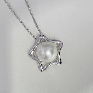 Colgante de Plata de Ley 925 31352DIY con Cuentas de 11-13 mm, Base Vacía para Collar con Pentagrama, Accesorios para Perlas, Dijes de Perlas DIY - Product Image 3