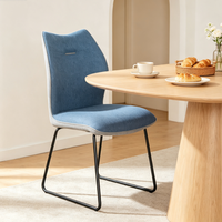 Chaise de salle à manger sans accoudoirs à dossier haut en tissu de haute qualité au design moderne avec pieds en métal