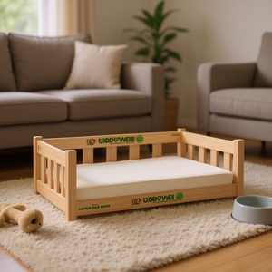 Urds'Weii Dog Bed Solid Pine Wood Rectangular <b>Memory</b> Foam Indoor <b>Pet</b> Bed Durable Classic Style - Product Image 2