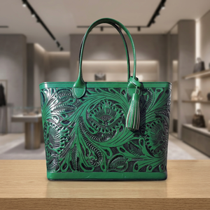 Bolso de Mano de Cuero Genuino para Mujer, Marca Famosa BS International, Personalizable, con Dos Correas, Cierre de Cremallera, Tamaño Personalizado - Product Image 1