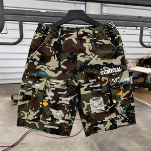 Custom Embroidered Jogging Shorts Pants Oversized Acid Wash Camo Sweat Shorts for Men Designer Baggy Denim Cargo Shorts - Product Image 2