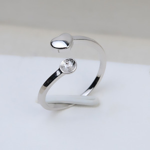 Anneau de princesse simple en forme de cœur ouvert en argent S925 fait à la main, accessoire de bricolage, anneau vide pour perle de 5 à 8 mm, anneaux de mode 2713 - Product Image 2