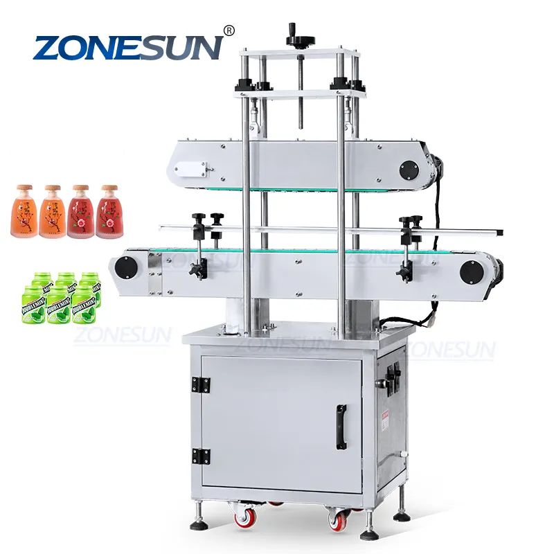 ZONESUN ZS-XG21 Full Automatic Chafing Dish Gel Can Wine Bottle Cork Cap Cooking Oil Cap Crawler Capping Pressing Machine