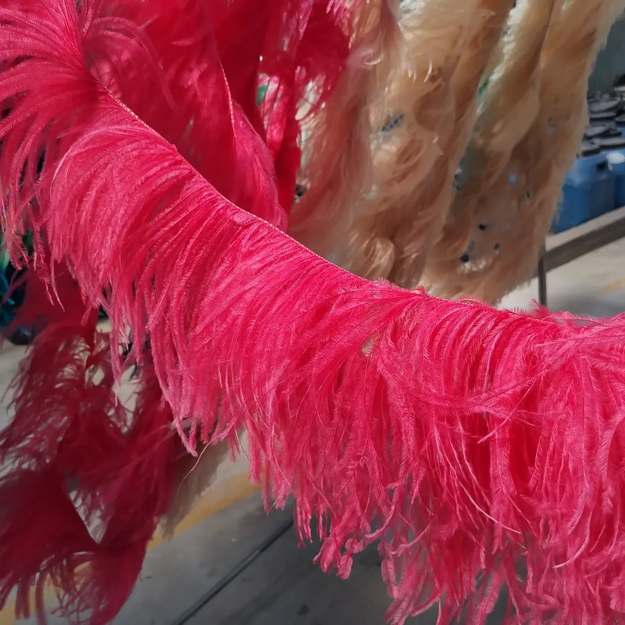 DIY染めの白い税関のトリミングと縫製生地のトリムアクセサリー服のパーティーの装飾のためのダチョウの羽のトリムフリンジ