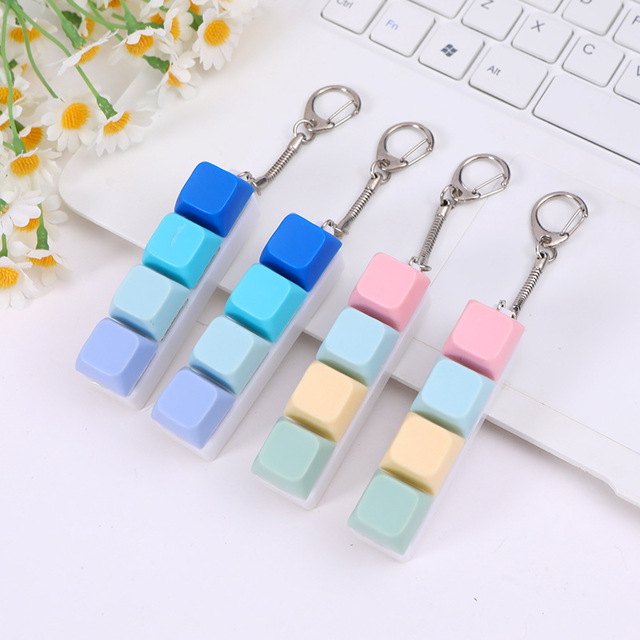 Wholesale Stress Relief Mechanical Keycap Keychain Keyboard Keyring Fidget Clicker Decompression Toys for Kids Adults