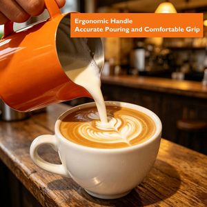 อุปกรณ์บาริสต้าสำหรับกาแฟ  เหยือกสแตนเลสสำหรับตีฟองนม ขนาด 350 มล. 600 มล. 900 มล. พร้อมปากกาเขียนลาเต้อาร์ต - Product Image 3