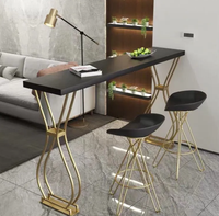Comptoir de bar en bois massif pour la maison, idéal pour les salons de thé, table haute longue et étroite à poser contre le mur