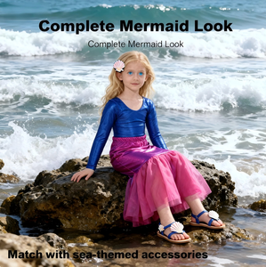 Costume de sirène pour enfants MS Kids, combinaison à manches longues avec jupe en tulle, tenue de déguisement pour enfants pour les fêtes et les événements - Product Image 2