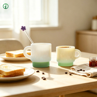 Mug en verre coloré, verre borosilicate à paroi simple, mug à thé, tasse à café avec poignée, tasse à lait en verre coloré personnalisée