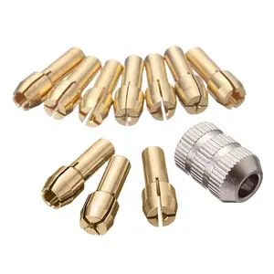 新款 2019 10pcs迷你钻头黄铜铜筒夹 0.5-3.2毫米 4.3毫米柄 + 螺丝螺母Dremel旋转工具迷你工具