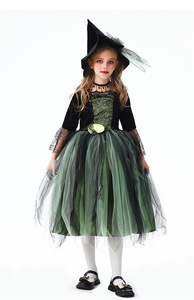Costumes <span class=keywords><strong>d</strong></span>'Halloween pour enfants : Vampires verts, tenues de spectacle amusantes, robes de sorcières et de princesses pour spectacles sur scène - Product Image 3