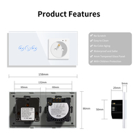 Prise intelligente Bingoelec standard UE avec interrupteurs à rideau, panneau tactile en verre, commande vocale, noir doré, pour maison connectée